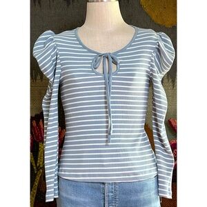 Anthropologie Puff Sleeve Tie Front Top M